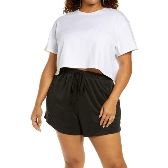 NWT Open Edit Boxy Cropped T-Shirt 2X White - Picture 1 of 5